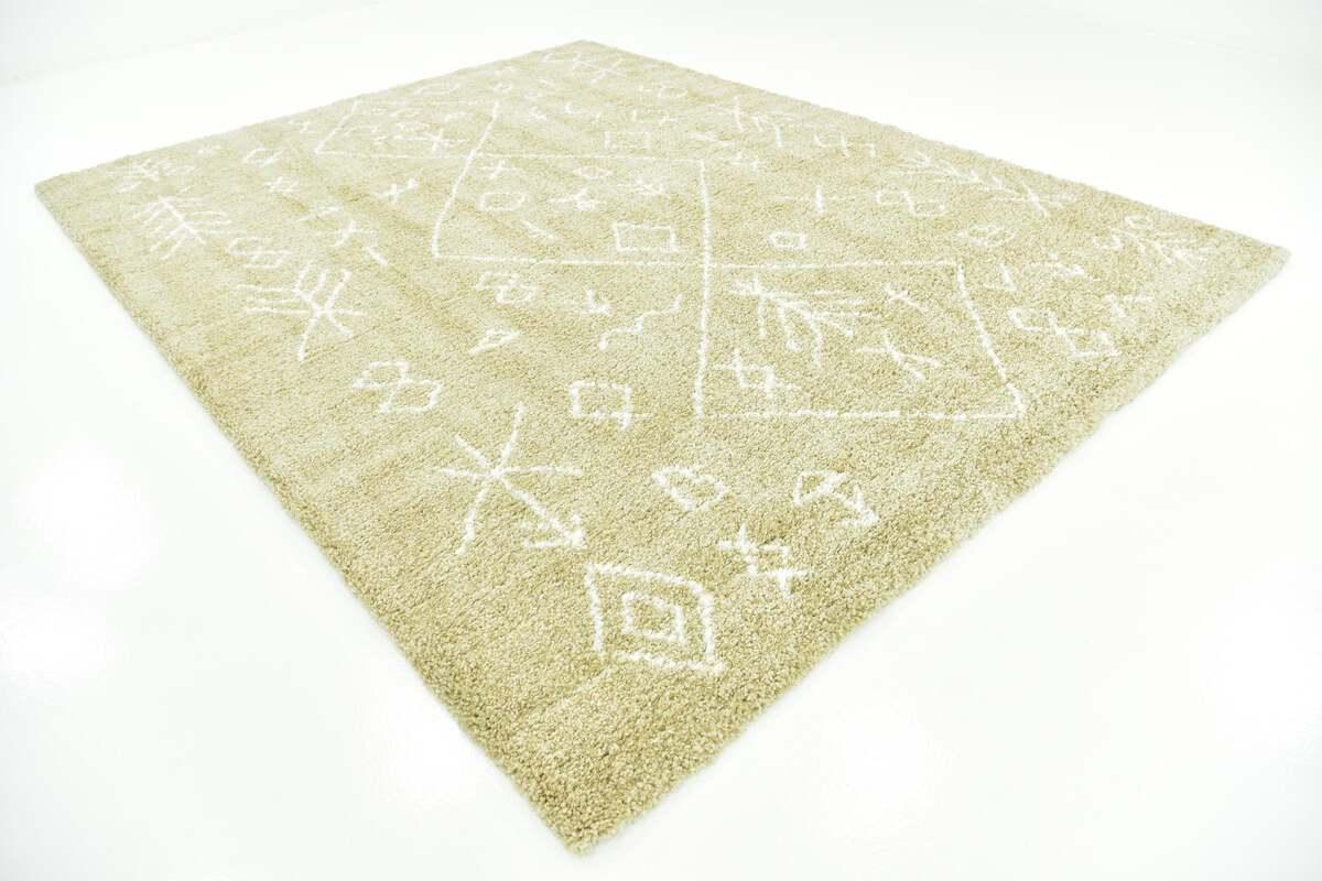 Unique Loom Indoor Rugs - Rabat Shag Scandinavian 9x12 Rectangular Rug Taupe