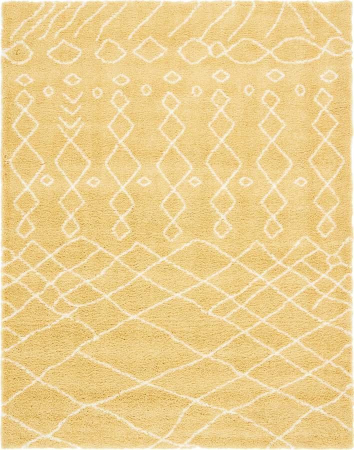 Unique Loom Indoor Rugs - Rabat Shag Scandinavian 9x12 Rectangular Rug Yellow