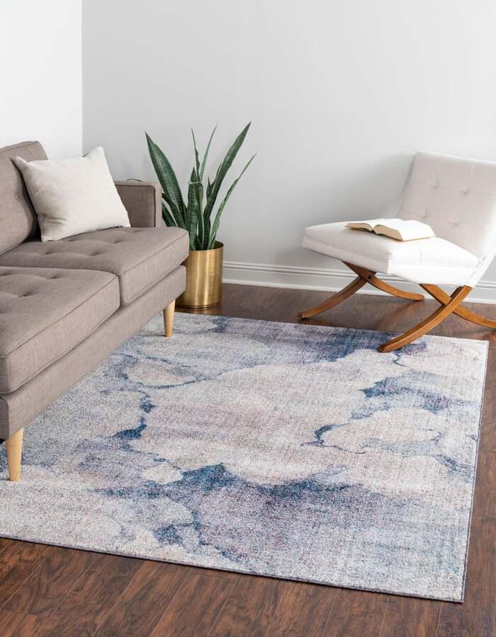 Unique Loom Indoor Rugs - Rainbow Abstract 10x13 Blue & Beige