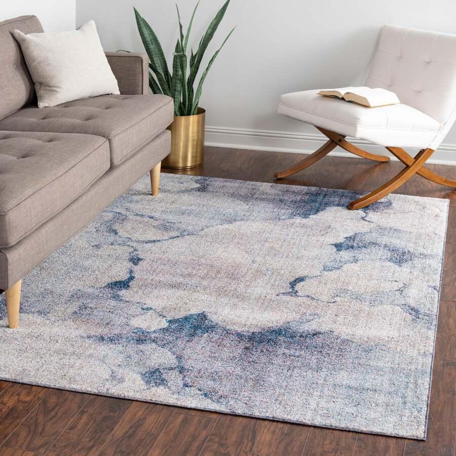 Unique Loom Indoor Rugs - Rainbow Abstract 10x13 Blue & Beige