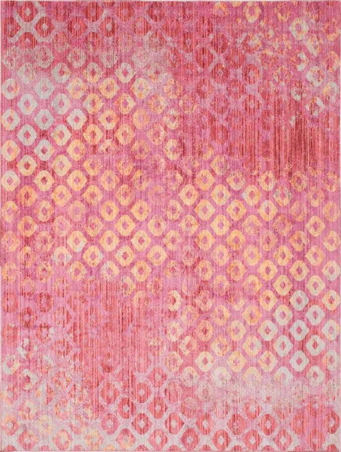 Unique Loom Indoor Rugs - Rainbow Bohemian 10x13 Rectangular Rug Pink