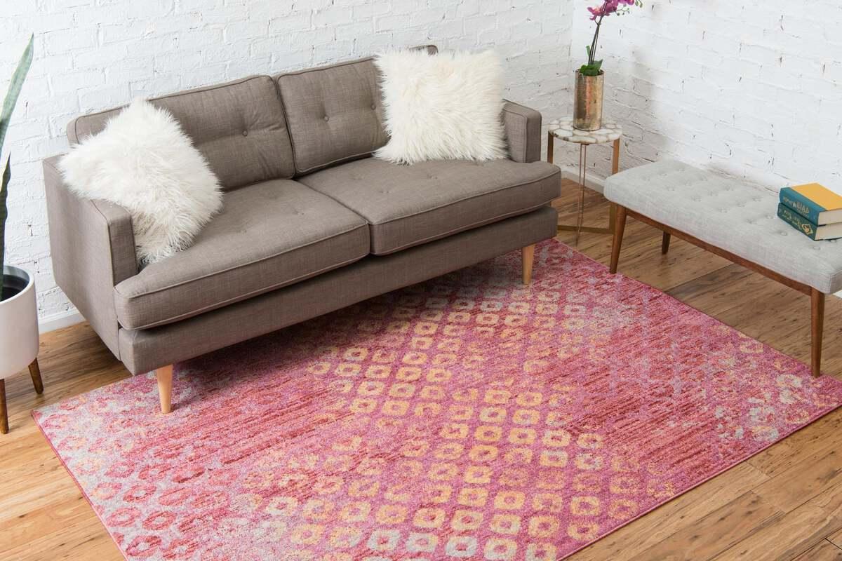 Unique Loom Indoor Rugs - Rainbow Bohemian 10x13 Rectangular Rug Pink