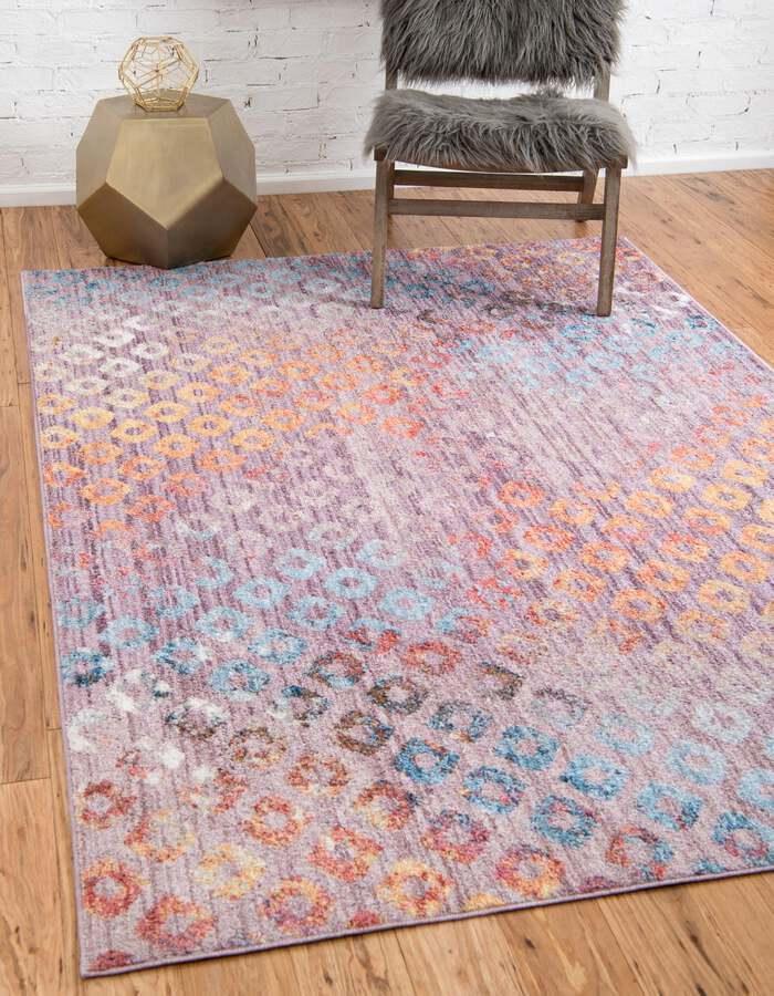 Unique Loom Indoor Rugs - Rainbow Bohemian 10x13 Rectangular Rug Violet