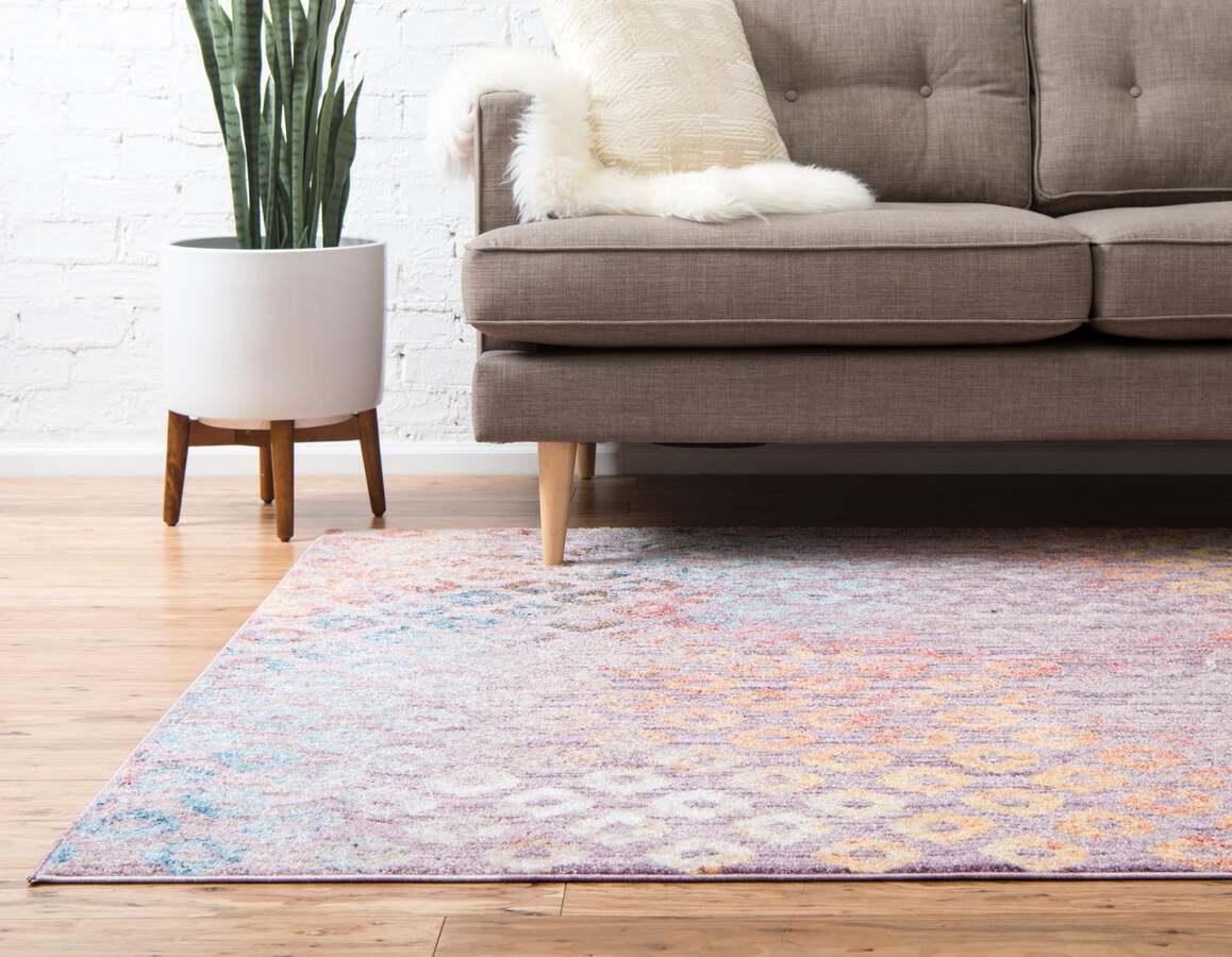 Unique Loom Indoor Rugs - Rainbow Bohemian 10x13 Rectangular Rug Violet