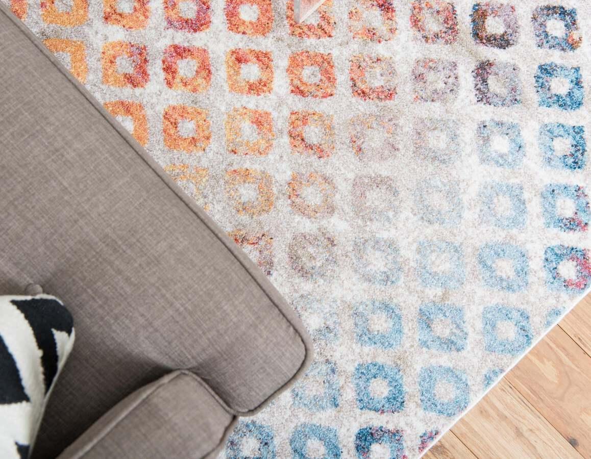 Unique Loom Indoor Rugs - Rainbow Geometric 10x13 Multi & Beige