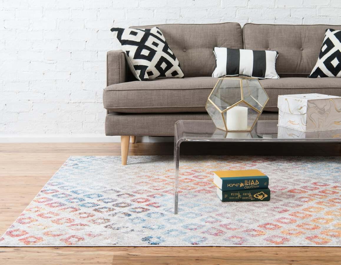 Unique Loom Indoor Rugs - Rainbow Geometric 10x13 Multi & Beige