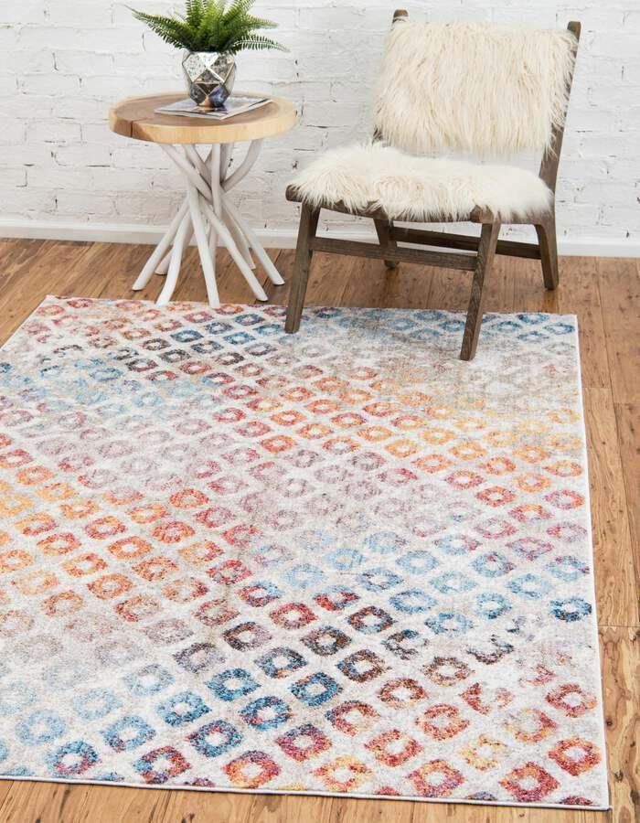 Rainbow Geometric 10x13 Blue & Peach Rug