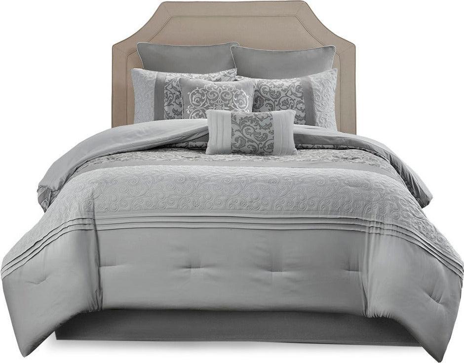 New 510 Design Casey Embroidered Comforter Set on sale - Queen, Beige, 8 Pieces