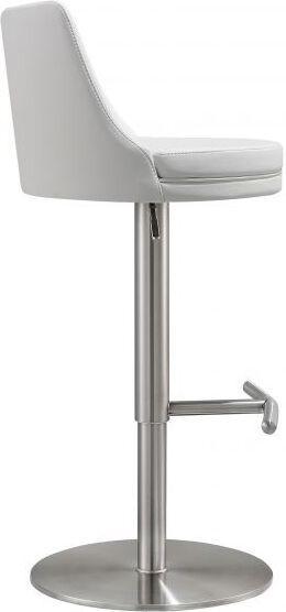 Tov Furniture Barstools - Reagan White and Silver Adjustable Stool