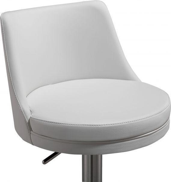 Tov Furniture Barstools - Reagan White and Silver Adjustable Stool