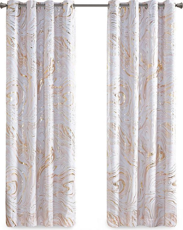 Olliix.com Curtains - Rebecca Grommet Top Metallic Printed Total Blackout Curtain 63" Panel Blush