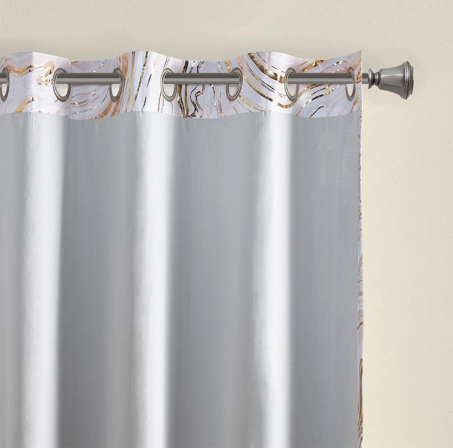 Olliix.com Curtains - Rebecca Grommet Top Metallic Printed Total Blackout Curtain 63" Panel Blush