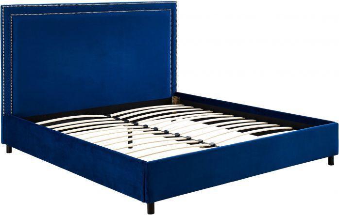 Tov Furniture Beds - Reed Navy Velvet Bed in Queen