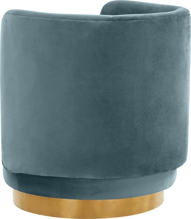 Tov Furniture Accent Chairs - Remy Bluestone Velvet Swivel Chair Bluestone