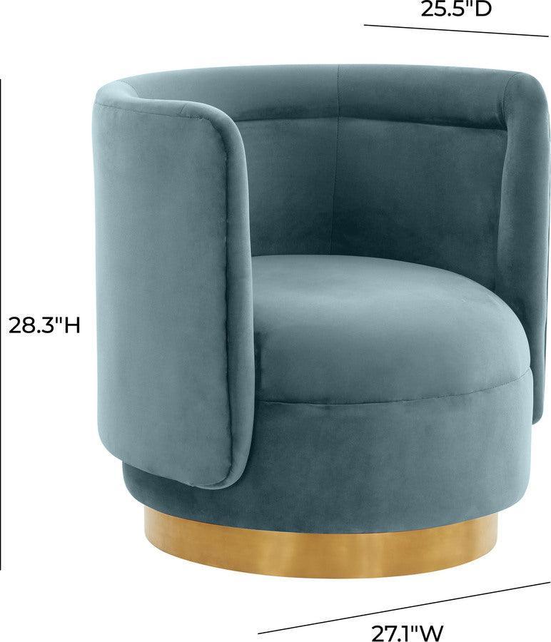 Tov Furniture Accent Chairs - Remy Bluestone Velvet Swivel Chair Bluestone