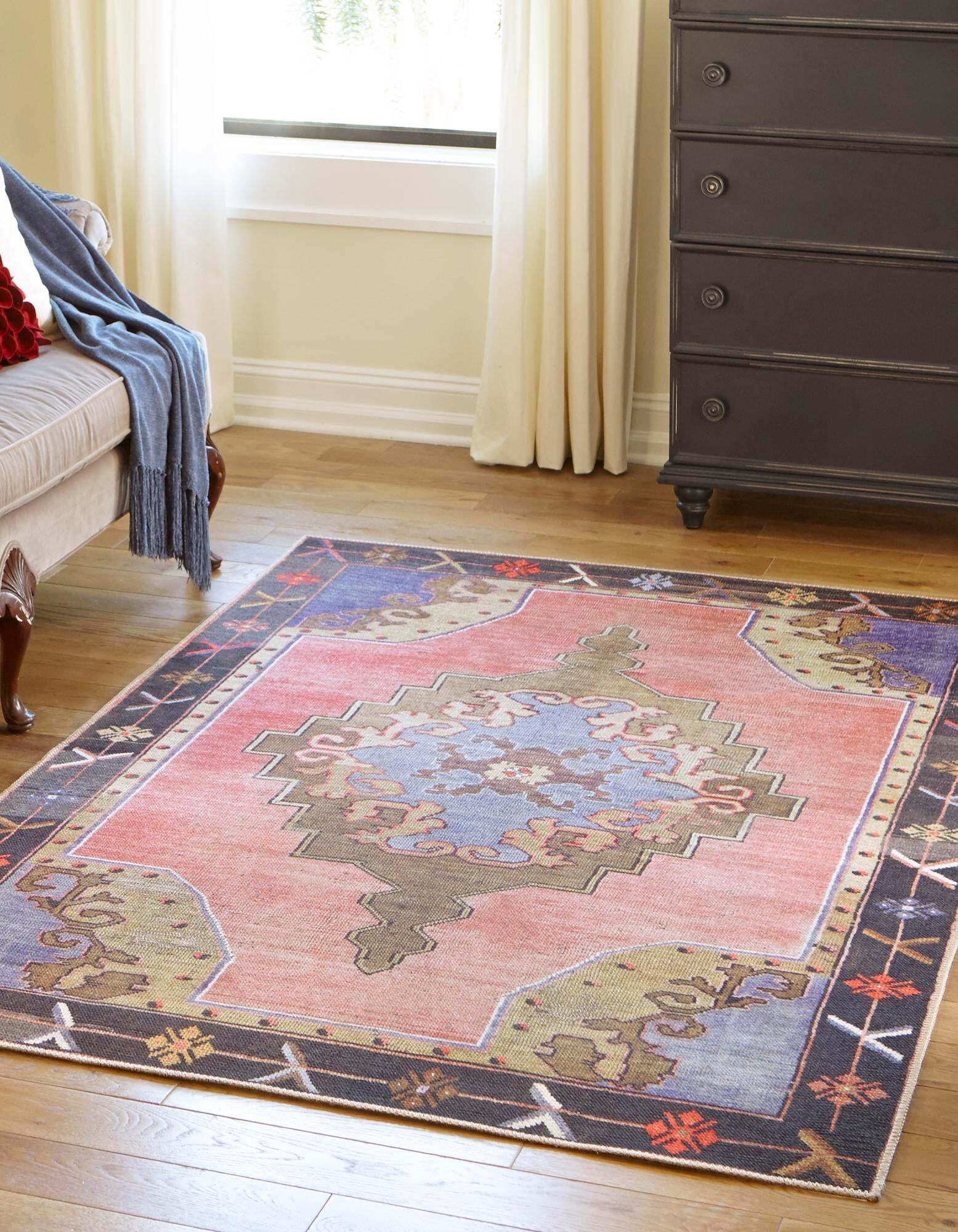 Unique Loom Indoor Rugs - Revival Border Rectangular 8x12 Rug Pink & Brown