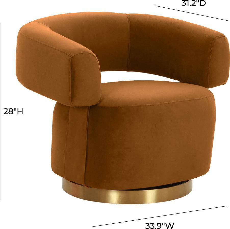 Tov Furniture Accent Chairs - River Cognac Velvet Accent Chair