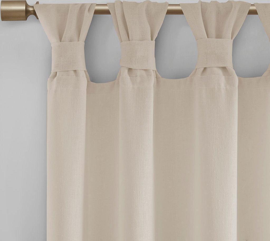 Olliix.com Curtains - Rosette 63 H Floral Embellished Cuff Tab Top Solid Window Panel Linen