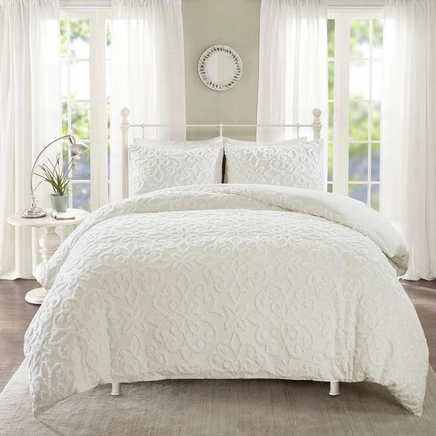 Shop Sabrina Shabby Chic 3 Piece Tufted Cotton Chenille Duvet