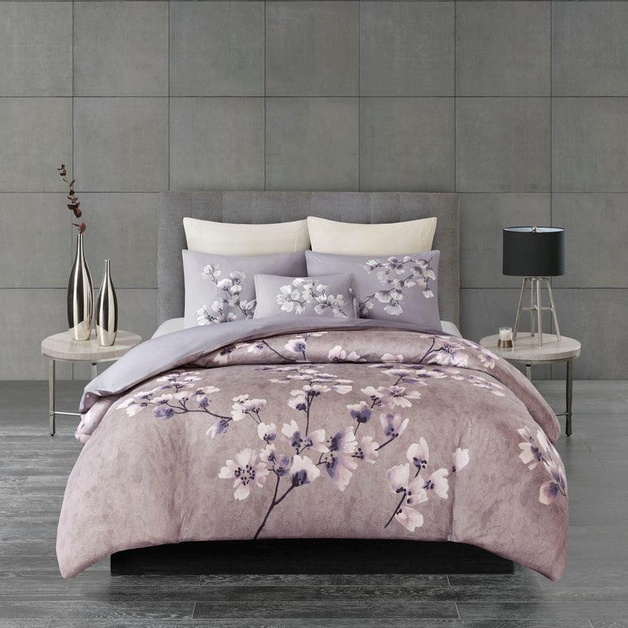 SHALALA Comforter Set, 7-Piece Floral Soft Bedding Comforter Sets,  Aesthetic Bedding Set Reversible Flower Coverlet Bed Sets for All  Seasons(Gray