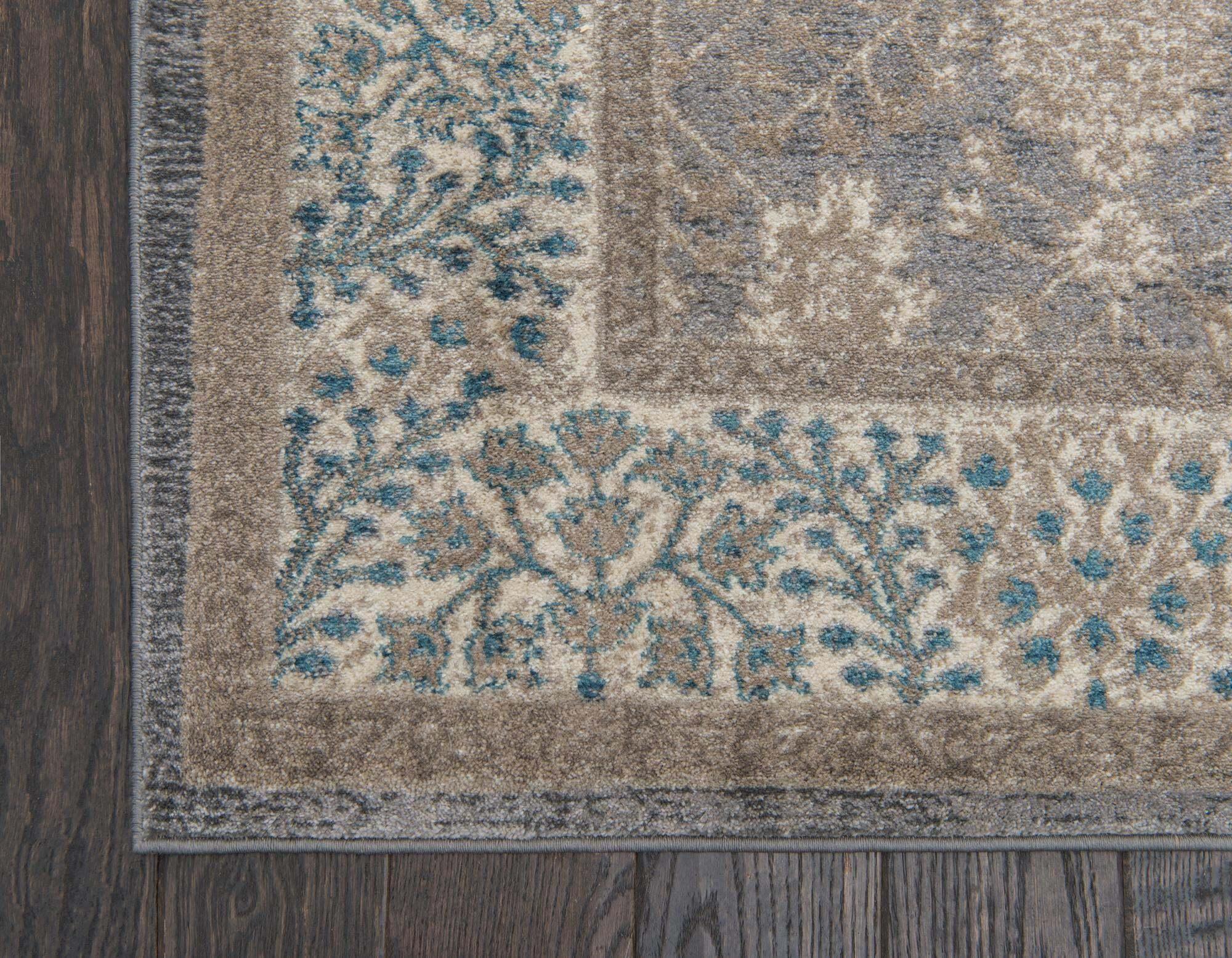 Shop Salzburg Border Rectangular 9x12 Rug Gray & Light Brown, Indoor Rugs