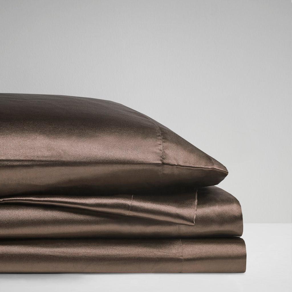 Olliix.com Sheets & Sheet Sets - Satin Cal King Sheet Set Chocolate