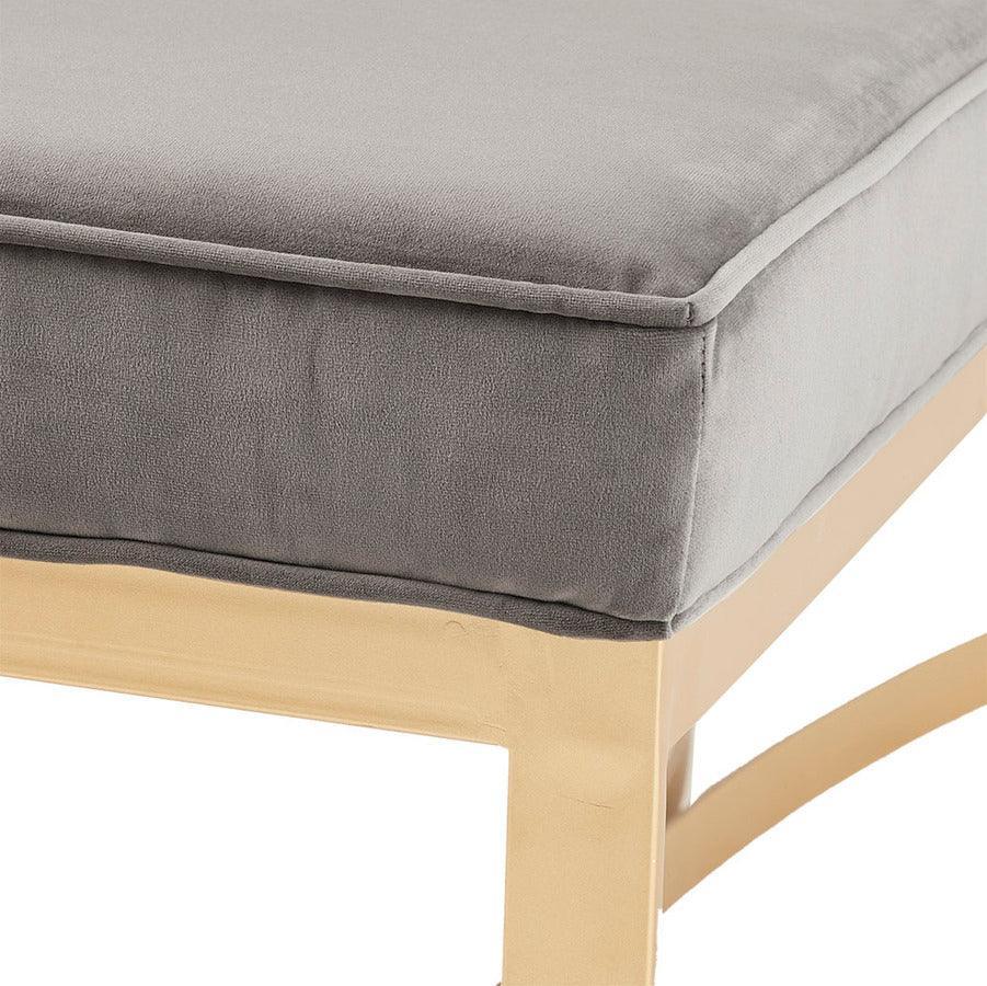 Olliix.com Benches - Secor Upholstered Accent Bench with Metal Base Gray