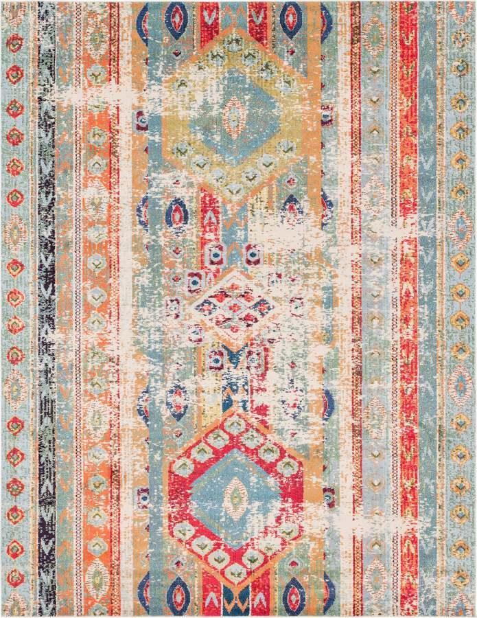 Unique Loom Indoor Rugs - Sedona Bohemian 10x13 Rectangular Rug Blue