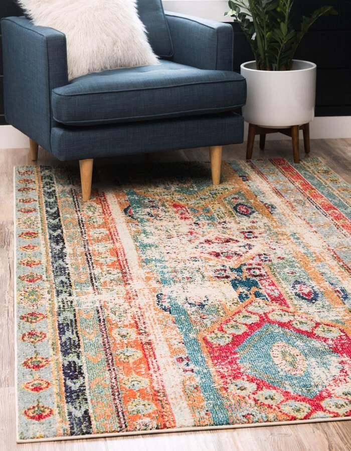 Unique Loom Indoor Rugs - Sedona Bohemian 10x13 Rectangular Rug Blue