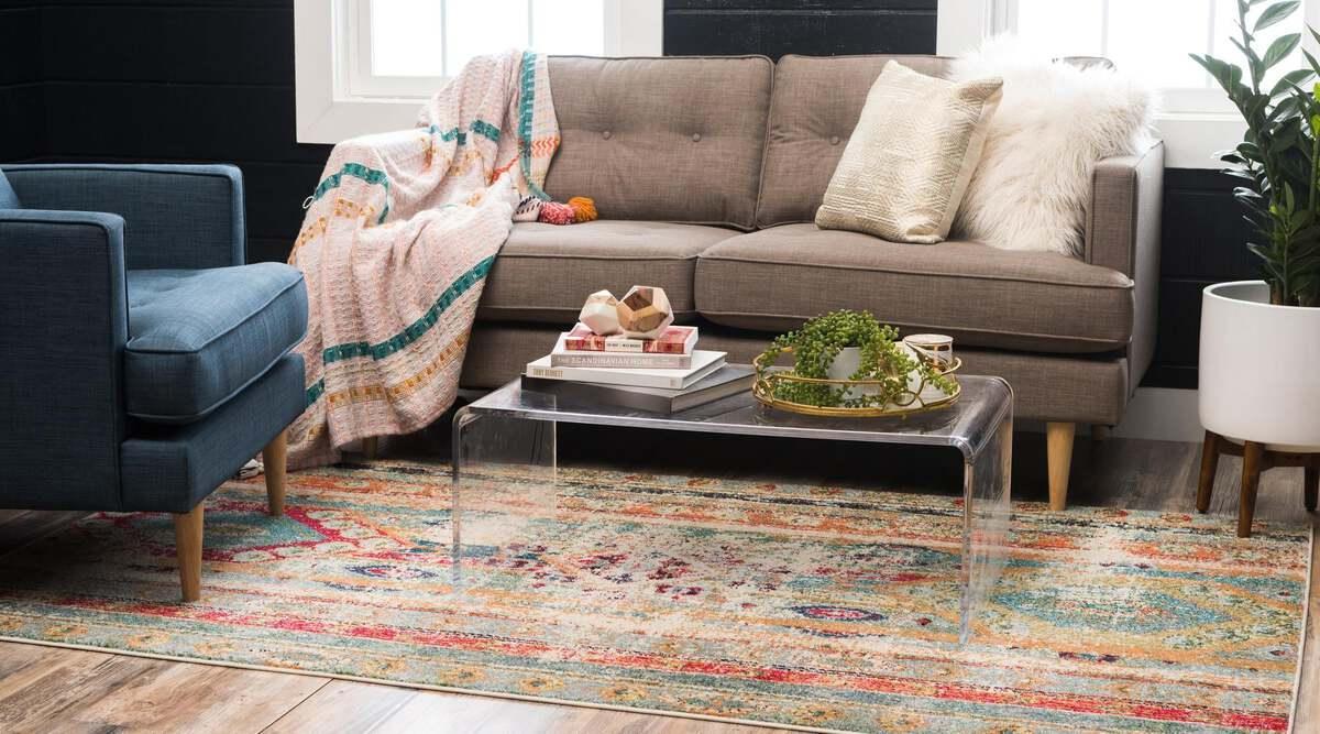 Unique Loom Indoor Rugs - Sedona Bohemian 10x13 Rectangular Rug Blue