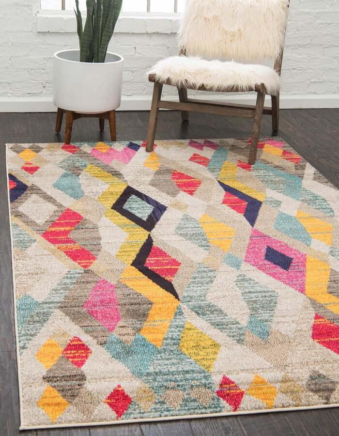 Unique Loom Indoor Rugs - Sedona Geometric Palace Multi & Beige