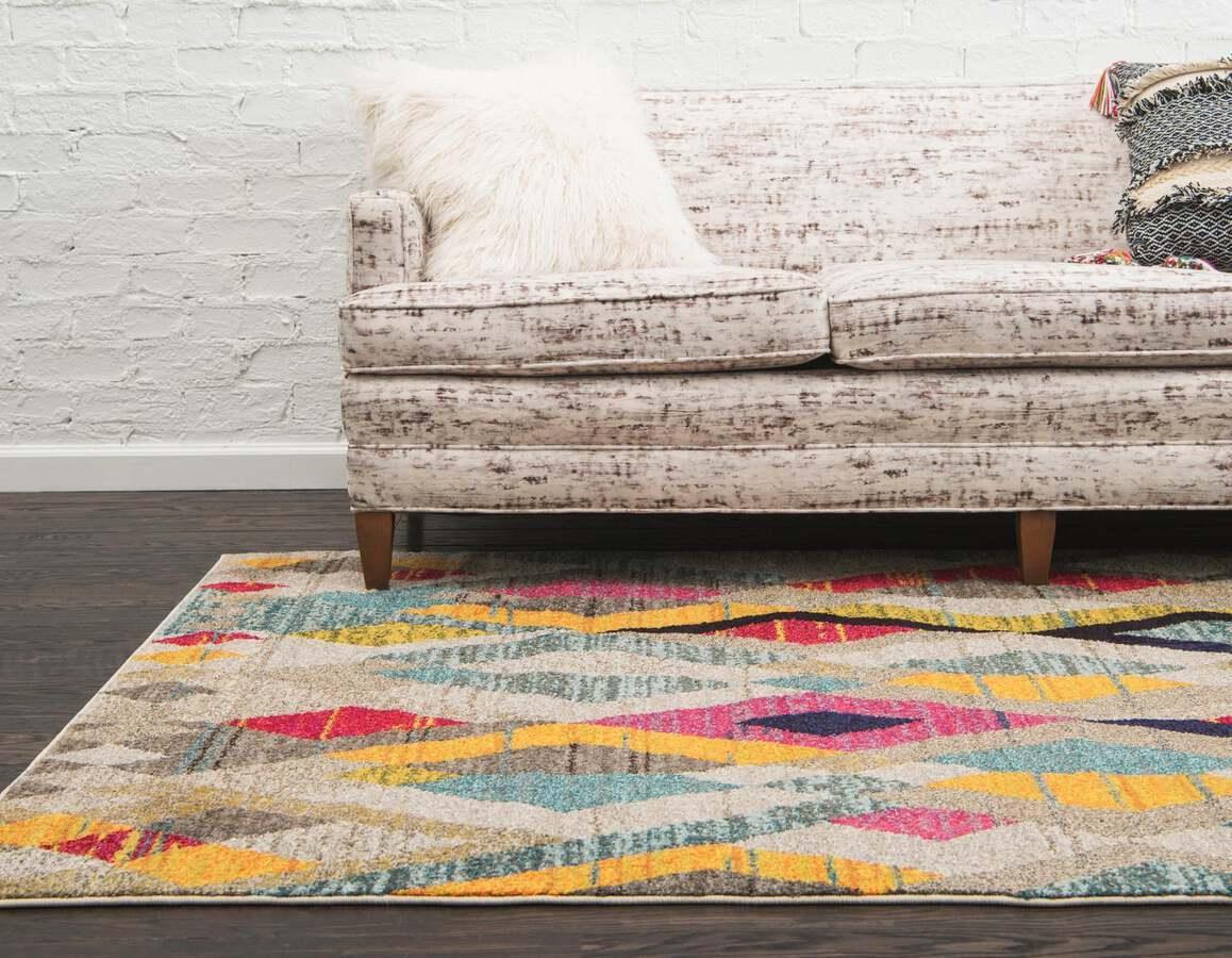 Unique Loom Indoor Rugs - Sedona Geometric Palace Multi & Beige