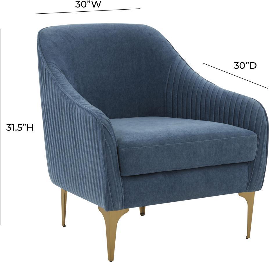 Tov Furniture Accent Chairs - Serena Blue Velvet Accent Chair