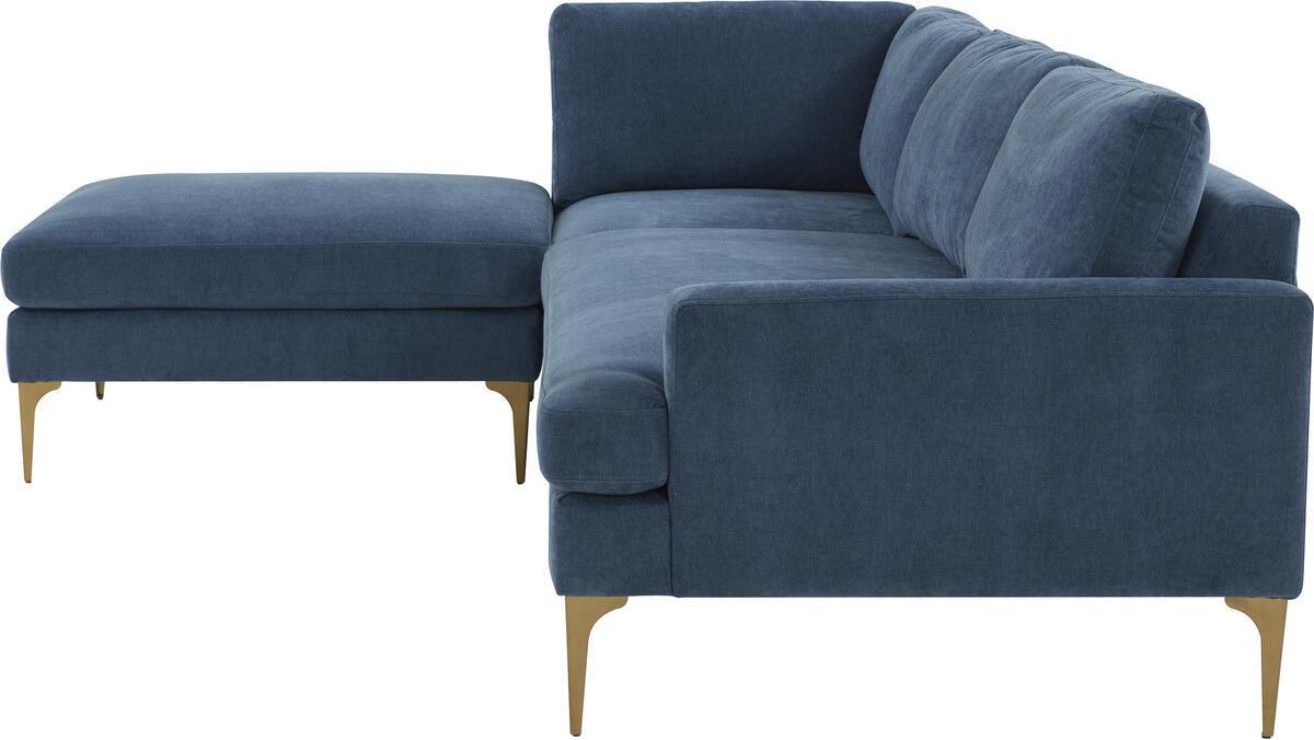 Tov Furniture Sectional Sofas - Serena Blue Velvet LAF Chaise Sectional