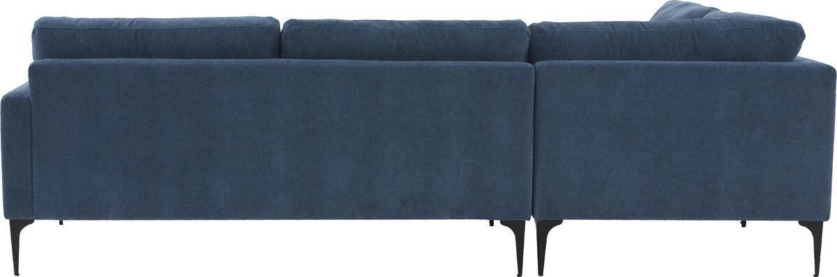 Tov Furniture Sectional Sofas - Serena Blue Velvet Large LAF Chaise Sectional with Black Legs