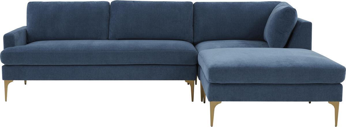 Tov Furniture Sectional Sofas - Serena Blue Velvet RAF Chaise Sectional