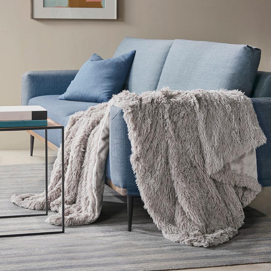 Buy Beautyrest Malea Weighted Shaggy Fur Blanket Grey BR51 3078