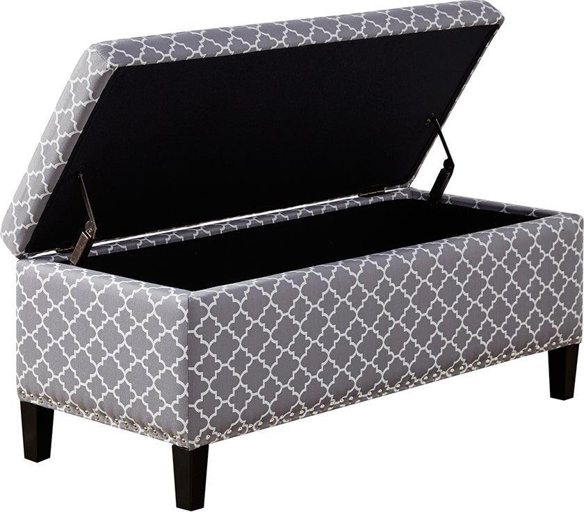 Olliix.com Ottomans & Stools - Shandra Modern/Contemporary II Tufted Top Storage Bench 42W x 18D x18H" Gray