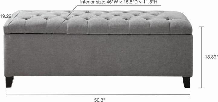 Olliix.com Benches - Shandra Tufted Top Storage Bench Gray