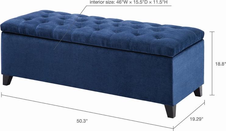 Olliix.com Benches - Shandra Tufted Top Storage Bench Navy