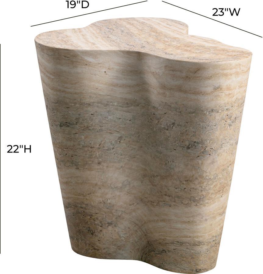 Tov Furniture Side & End Tables - Slab Faux Travertine Tall Side Table