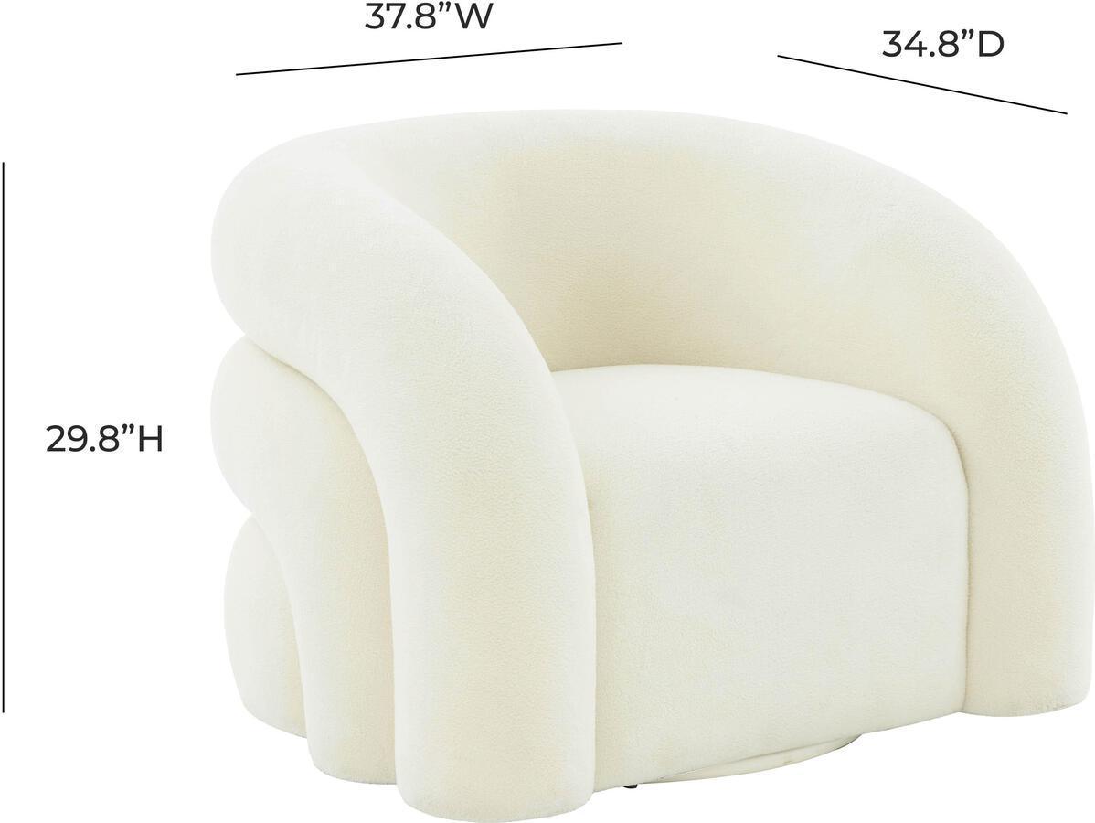 Tov Furniture Accent Chairs - Slipper Cream Vegan Shearling Swivel Chair