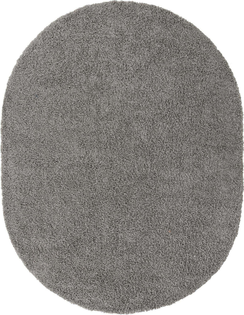 Shop Solid Shag Solid Oval 8x10 Oval Rug Cloud Gray, Indoor Rugs