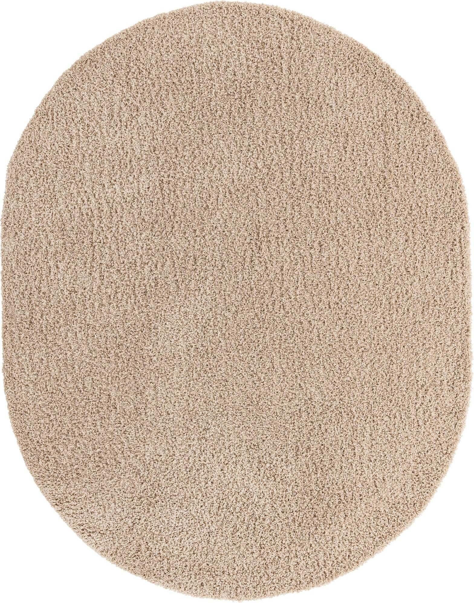 Unique Loom Indoor Rugs - Solid Shag Solid Oval 8x10 Oval Rug Taupe