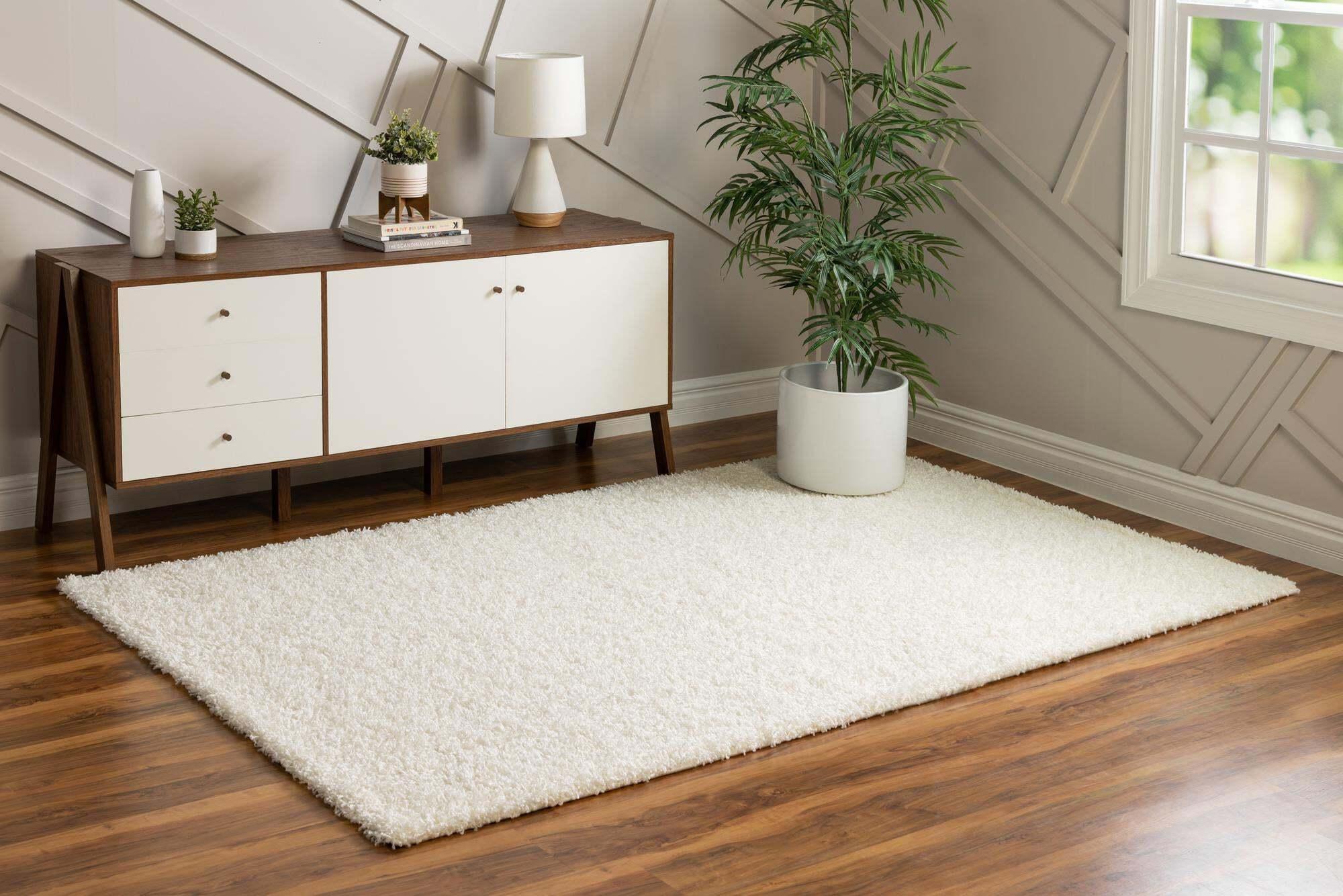 Unique Loom Indoor Rugs - Solid Shag Solid Rectangular 8x10 Rug Snow White