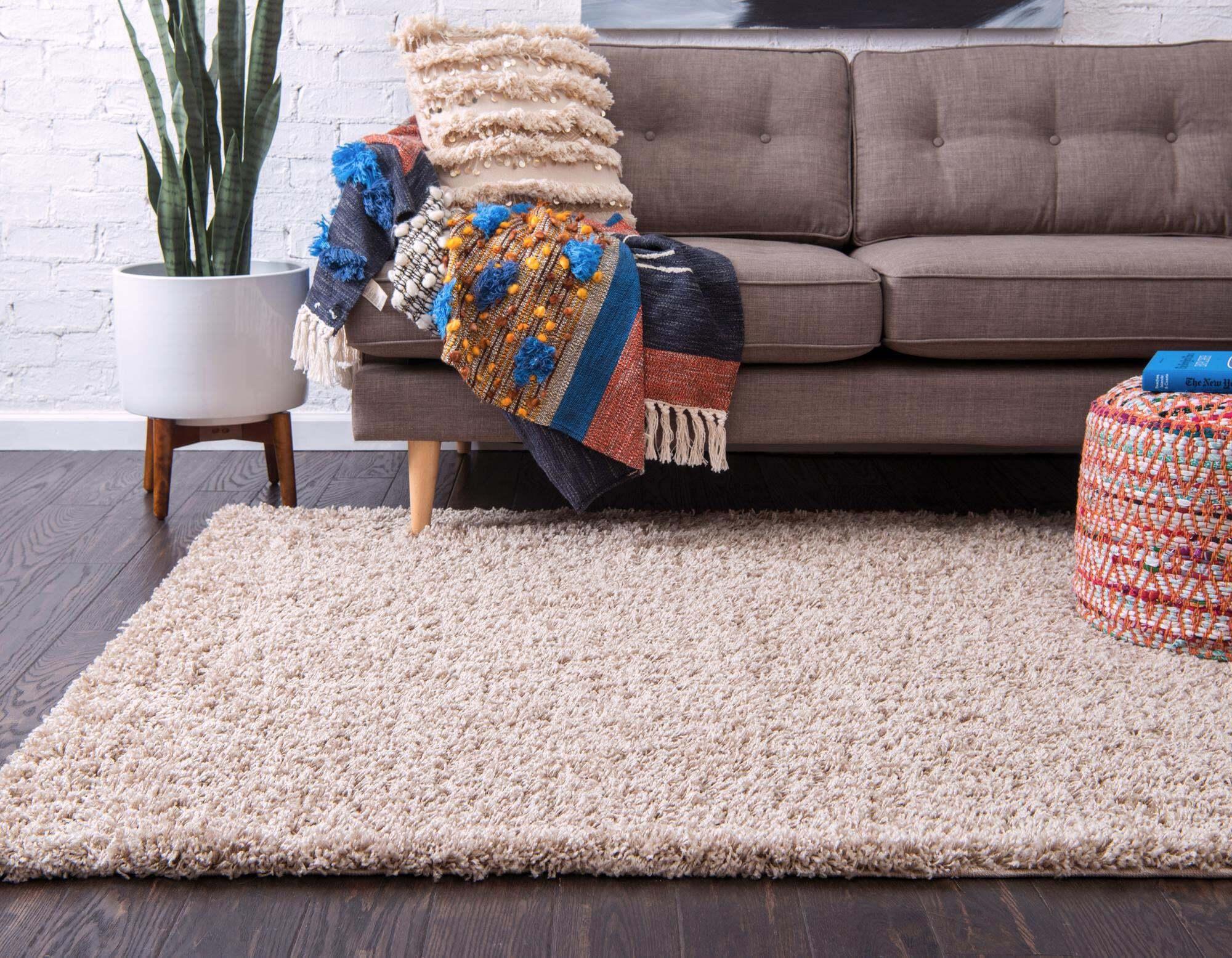 Unique Loom Indoor Rugs - Solid Shag Solid Rectangular 8x10 Rug Taupe