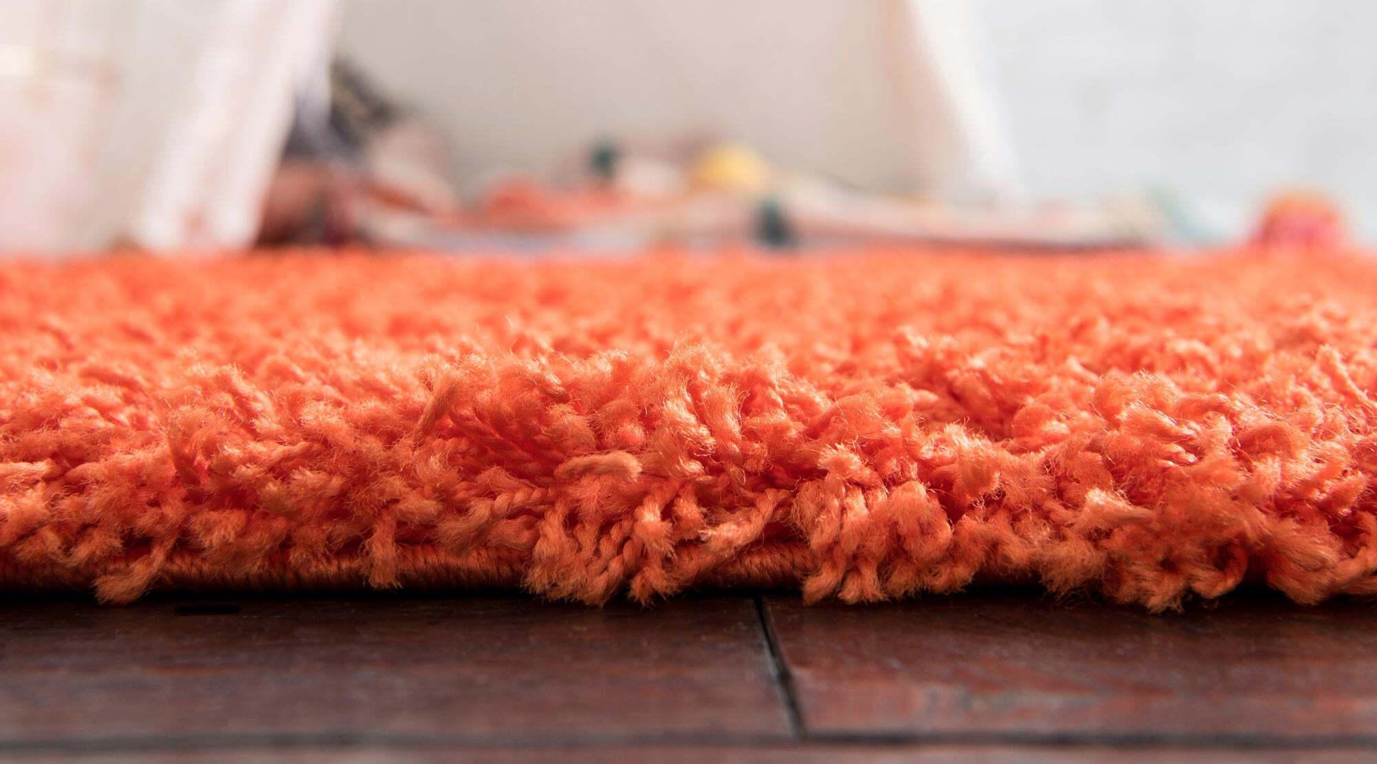 Unique Loom Indoor Rugs - Solid Shag Solid Rectangular 8x10 Rug Tiger Orange