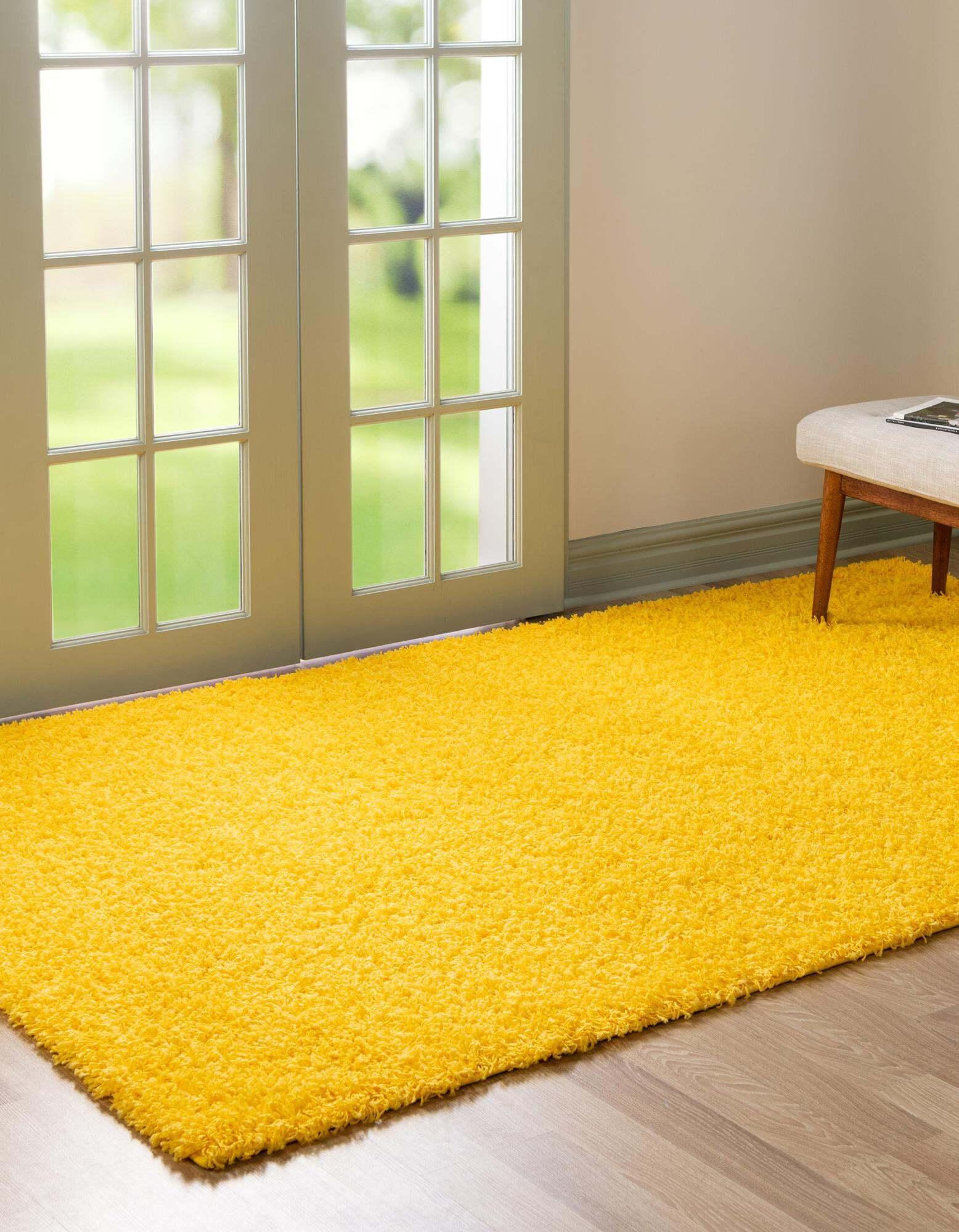 Unique Loom Indoor Rugs - Solid Shag Solid Rectangular 8x10 Rug Tuscan Yellow