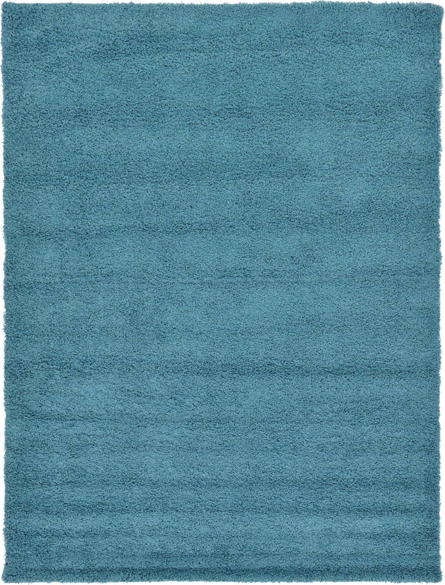 Unique Loom Indoor Rugs - Solid Shag Solid Rectangular 8x11 Rug Aqua Blue