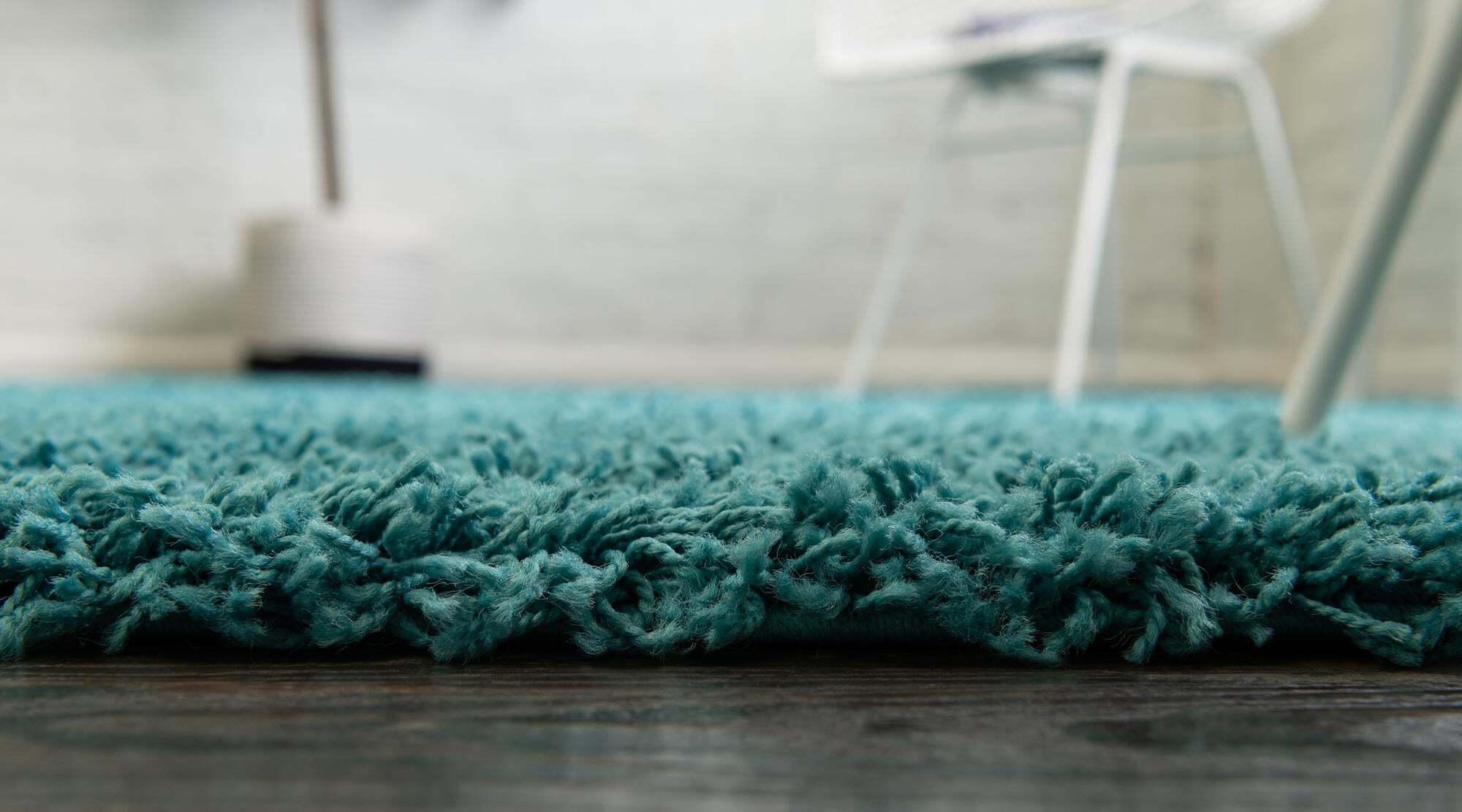 Unique Loom Indoor Rugs - Solid Shag Solid Rectangular 8x11 Rug Aqua Blue